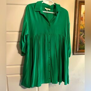 entro Emerald Green Button-Front Mini Dress